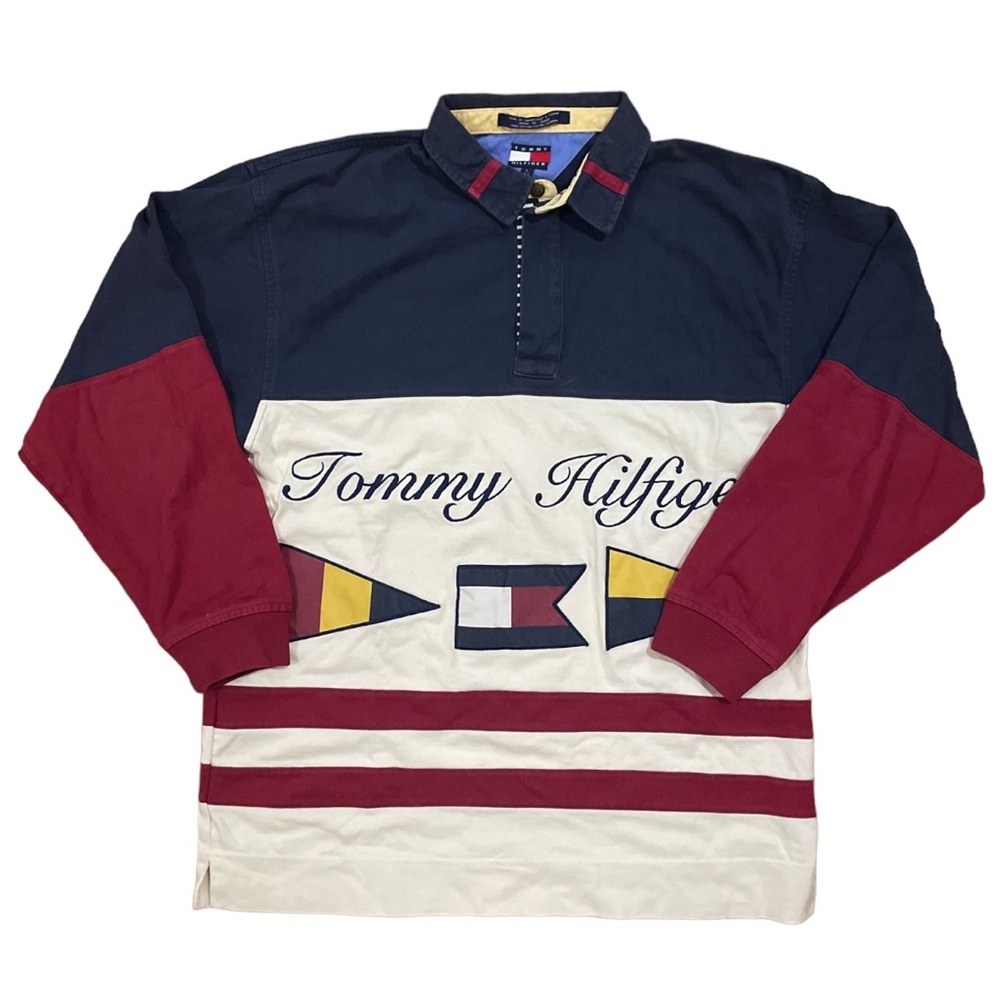 VINTAGE TOMMY HILFIGER men’s long sleeve polo in perfect condition